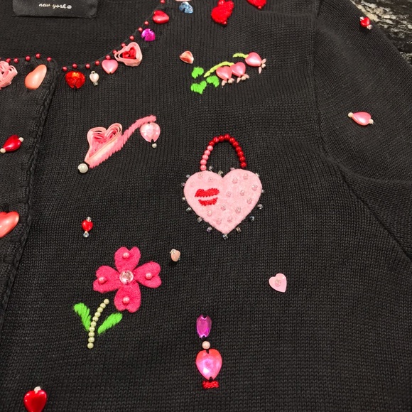 Vintage Michael Simon Valentine’s Day Cardigan ~ Women’s Large - Picture 9 of 12